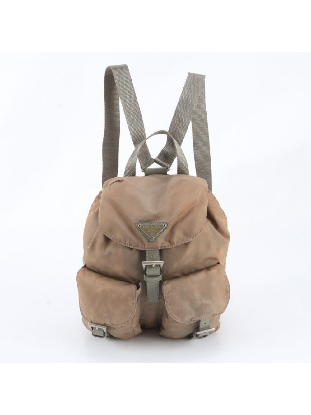 Prada White Tag Tessuto Nylon Triangle Logo Leather Backpack Shoulder Bag
